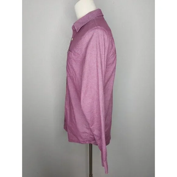 Hollister Mens Large Button Up Shirt Epic Flex Stretch LS Classic Fit Mauve Pink - Picture 3 of 14